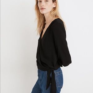Madewell Smocked-Sleeve Wrap Top